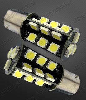 Bílá LED SMD žárovka s paticí BA15S, jednopólová, 27xSMD (LED SMD autožárovka s paticí BA15S, jednopólová, 27xSMD)