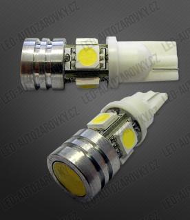 Bílá parkovací žárovka T10 - SMD 4+1HP - bezpaticové, 1ks (Parkovací světlo T10 - SMD 4+1HP - bezpaticové, 1ks)