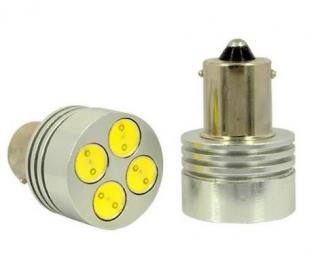 Bílá SMD LED žárovka s paticí BA15S, jednopólová, 4ks HIGH POWER SMD diod, 1ks  (SMD LED atožárovka s paticí BA15S, jednopólová, 4ks HIGH POWER SMD diod, 1ks )