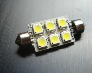 CAN-BUS sufitka bílá - Super Light, 6 SMD LED, 39mm, 1ks (LED sufitka bílá - Super Light)