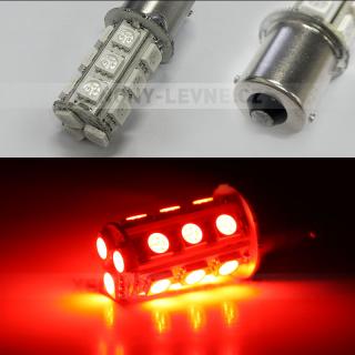 Červená LED SMD žárovka s paticí BA15S, jednopólová. (LED SMD autožárovka s paticí BA15S, jednopólová.)