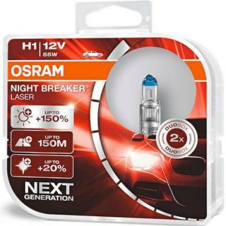 Osram H1 Night Breaker Laser +150% P14,5s 12V 55W 2ks 64210NL-HCB (AKCE - Žárovky H1 OSRAM NightBreaker Laser 55W)