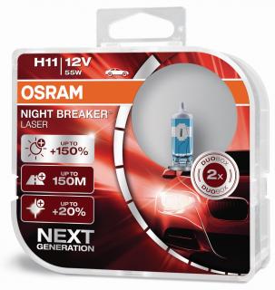 Osram H11 Night Breaker Laser +150% PGJ19-2 12V 55W 2ks 64211NL (AKCE - Žárovky H11 OSRAM NightBreaker Laser 55W)