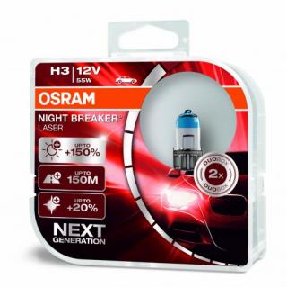 Osram H3 Night Breaker Laser +150% PK22s 12V 55W 2ks 64151NL-HCB (AKCE - Žárovky H3 OSRAM NightBreaker Laser 55W)