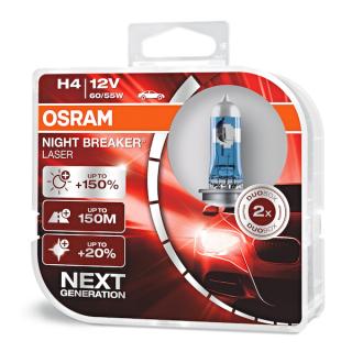 Osram H4 Night Breaker Laser +150% P43t 12V 60/55W 2ks - 64193NL-HCB (AKCE - Žárovky H4 OSRAM NightBreaker Laser 60/55W)