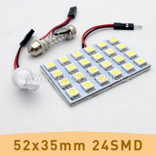 SMD LED panel 52x35mm 24smd s adaptérem pro sufitku 31 - 44mm a T10 (1ks led smd panel s adaptérem pro sufitku 31-44mm a T10)