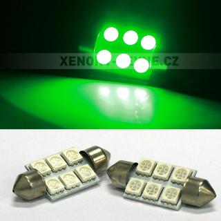 Sufitka zelená - Super Light, 6 SMD LED, 36mm (LED sufitka zelená - Super Light)