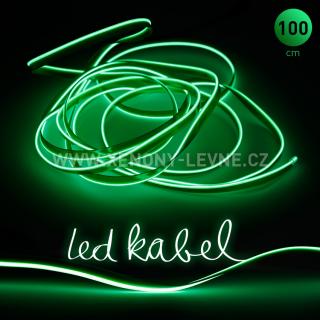 Svítící elektrický drát - kabel, 100cm, barva zelená 12V (Svítící kabel, barva zelená, délka 100cm)