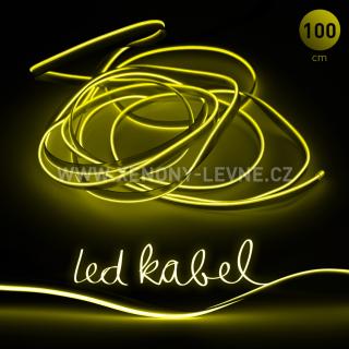 Svítící elektrický drát - kabel, 100cm, barva žlutá 12V (Svítící kabel, barva žlutá, délka 100cm)