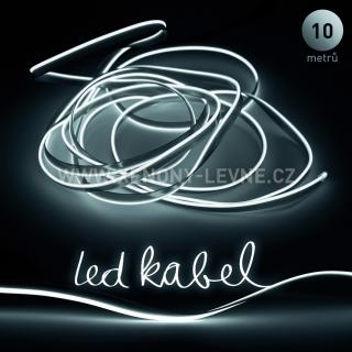 Svítící elektrický drát - kabel, 10m, barva bílá 12V (Svítící kabel, barva bílá, délka 10m)