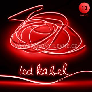Svítící elektrický drát - kabel, 10m, barva červená 12V (Svítící kabel, barva červená, délka 10m)