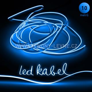 Svítící elektrický drát - kabel, 10m, barva modrá-ice  12V (Svítící kabel, barva modrá-ice, délka 10m)