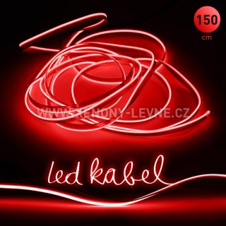 Svítící elektrický drát - kabel, 150cm, barva červená 12V (Svítící kabel, barva červená, délka 150cm)