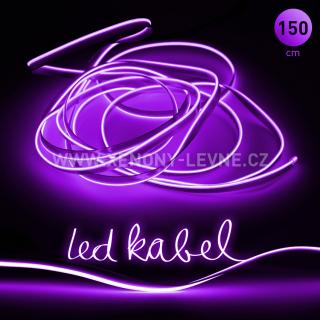 Svítící elektrický drát - kabel, 150cm, barva fialová 12V (Svítící kabel, barva fialová, délka 150cm)