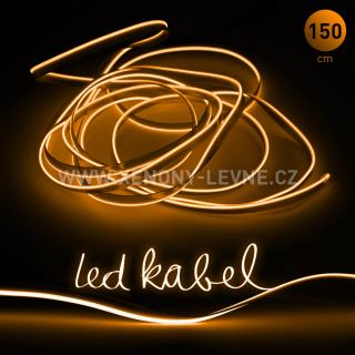 Svítící elektrický drát - kabel, 150cm, barva oranžová 12V (Svítící kabel, barva oranžová, délka 150cm)