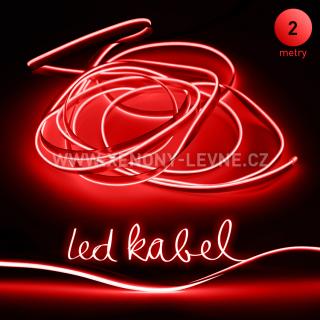 Svítící elektrický drát - kabel, 2m, barva červená 12V (Svítící kabel, barva červená, délka 2m)