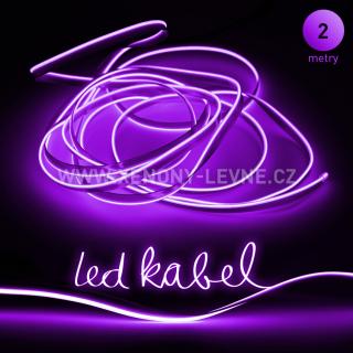 Svítící elektrický drát - kabel, 2m, barva fialová 12V (Svítící kabel, barva fialová, délka 2m)