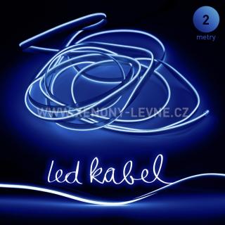 Svítící elektrický drát - kabel, 2m, barva modrá 12V (Svítící kabel, barva modrá, délka 2m)