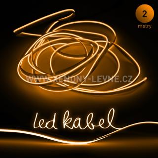 Svítící elektrický drát - kabel, 2m, barva oranžová 12V (Svítící kabel, barva oranžová, délka 2m)