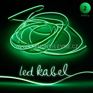 Svítící elektrický drát - kabel, 2m, barva zelená 12V (Svítící kabel, barva zelená, délka 2m)
