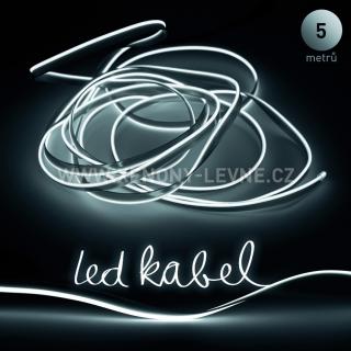 Svítící elektrický drát - kabel, 5m, barva bílá 12V (Svítící kabel, barva bílá, délka 5m)