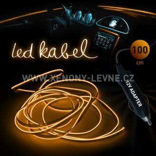 Svítící elektrický kabel - drát, 100cm, barva oranžová 12V (Elektrický svítící kabel, barva oranžová, délka 100cm)