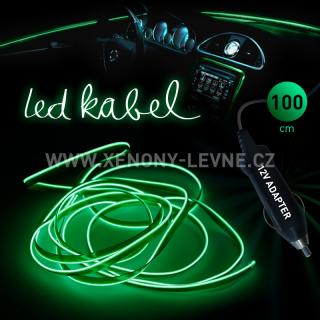 Svítící elektrický kabel - drát, 100cm, barva zelená 12V (Elektrický svítící kabel, barva zelená, délka 100cm)