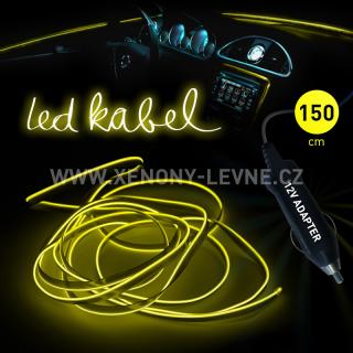 Svítící elektrický kabel - drát, 150cm, barva žlutá 12V (Elektrický svítící kabel, barva žlutá  délka 150cm)