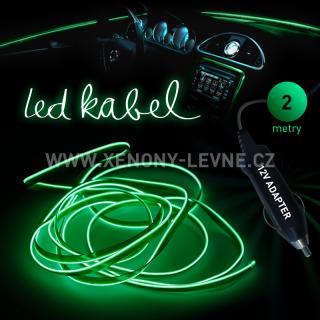 Svítící elektrický kabel - drát, 2m, barva zelená 12V (Elektrický svítící kabel, barva zelená, délka 2m)