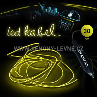 Svítící elektrický kabel - drát, 30cm, barva žlutá  12V (Elektrický svítící kabel, barva žlutá, délka 30cm)