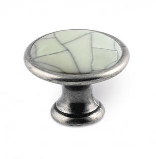 12942 - RUDA knopka st.stříbrná/porcelán (12942 - knopka starostříbro porcelán)