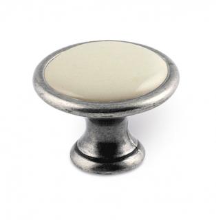 12943 - RUDA knopka st.stříbrná/porcelán (12943 - knopka starostříbro porcelán)