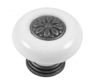 91063 - Knopka rustikální /porcelán (91063 - Knopka rustikální starostříbro/bílý porcelán)