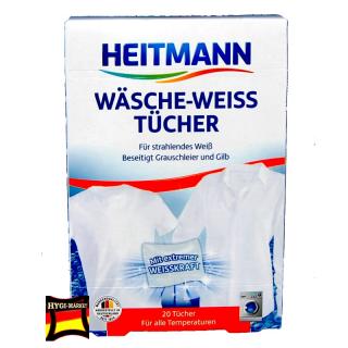 Heitmann Weiss ubrousky do pračky, brání šedivění bílého prádla 20ks (dovoz z Německa)