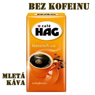 Mletá káva bez kofeinu HAG KLASISCH MILD 250 G (dovoz z Německa)