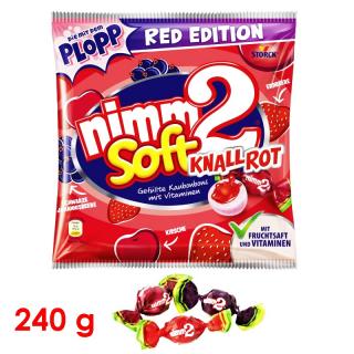 nimm2 soft Knallrot RED EDITION 240 g  plněné bonbony (dovoz z Německa, Plněné žvýkací bonbony s ovocnou šťávou a vitamíny)