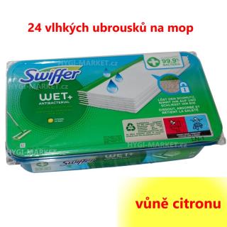 Swiffer wet ZITRONE (s vůní citronu) vlhké ubrousky na podlahový mop 24 ks (dovoz z Německa)