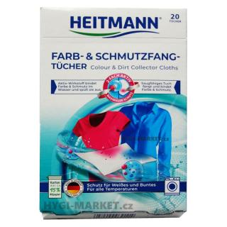 Ubrousky DO PRAČKY Heitmann pohlcující barvu a špínu barevné i bílé prádlo prádlo 20 ks (Farb und Schmutzgang tücher, dovoz z Německa)