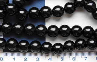 Skleněné korálky, černá kulička 9mm,cca 23ks-20g (Cena je uvedena za 20g)
