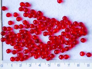 Skleněné korálky, červená kulička, 5mm,cca 129ks-20g (Cena je uvedena za 20g)