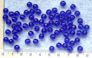 Skleněné korálky, mačkané, modrá čirá kulička 6mm,cca72ks-20g (Cena je uvedena za 1ks)