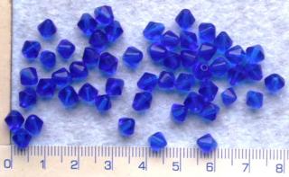 Skleněné korálky, mačkané,modré sluníčko, 6x5mm,cca53ks-10g (Cena je uvedena za 10g)