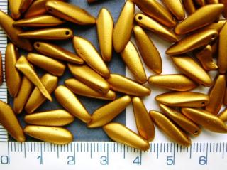 Skleněné korálky, mačkané, tm.zlatý jazýček, 16mm,20ks (Cena je uvedena za 20ks)