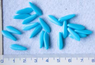 Skleněné korálky, modrý jazýček, 16mm,20ks (Cena je uvedena za 20ks)