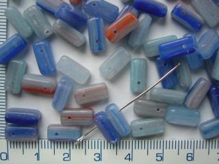 skleněné korálky, modrý obdélník, cca42ks-20g (Cena je uvedena za 20 gramů.)