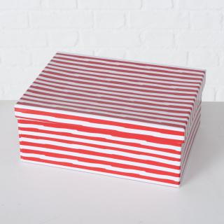Kartonová krabice červené proužky - 25 cm