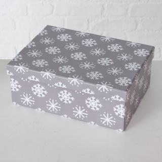 Kartonová krabice šedá s vločkami - 22,5 cm