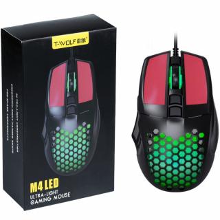 Herní počítačová USB myš, drátová, optická, RGB LED podsvícení, 1200-4000 DPI, 7 tlačítek (Gaming počítačová myš s LED podsvícením)