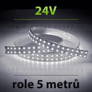 LED pásek - dvouřadý, 5m, bílý - 24V (LED pásek 5m, double line, bílý - vysocesvítivý)