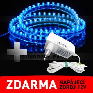 LED pásek - PVC, 96cm, modrý - ZDROJ ZDARMA! (LED diodový ohebný PVC pásek, 12V, 96cm LED, modré světlo, 1ks)